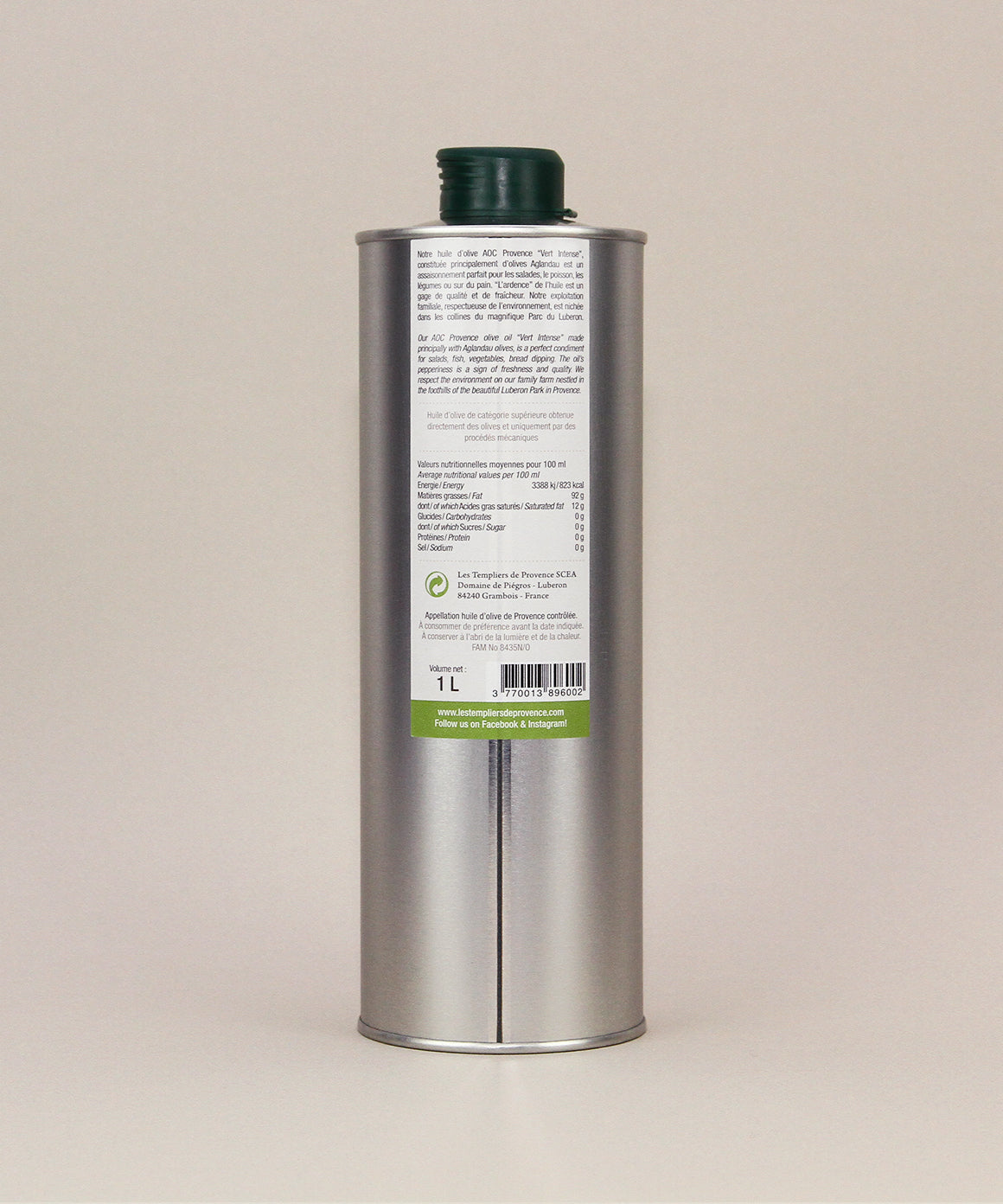 Olive Oil "Vert Intense" 1L Can